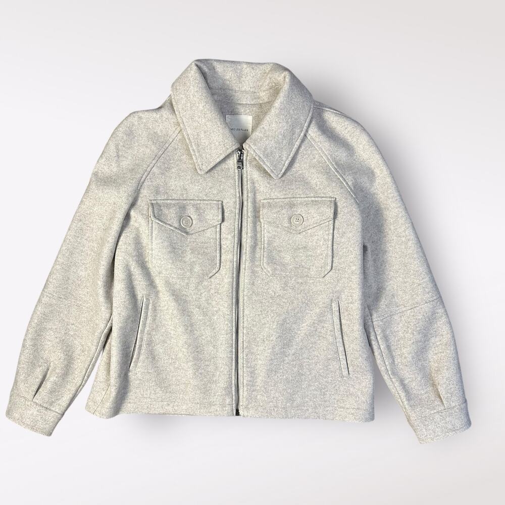 Avec Les Filles Women’s Relaxed Zip Front Jacket Cream Size L Felted Winter